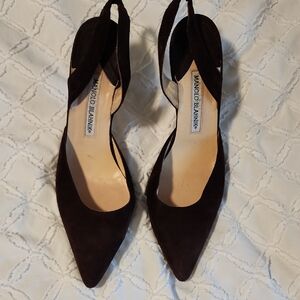 Manolo Blahnik Dark Brown Pointed Heels